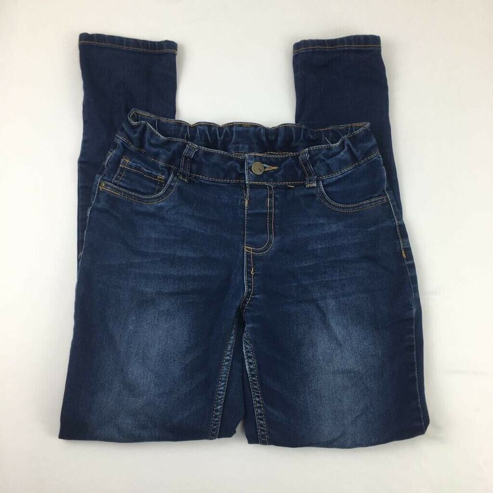 Total Girl Girls Skinny Jeans Blue Medium Wash Whiskered Pockets Stretch 16 Reg